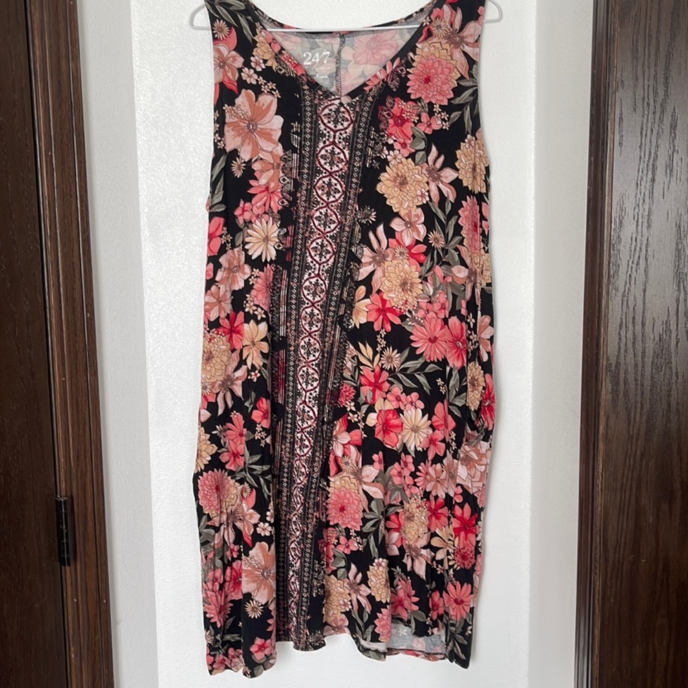 Maurices 24/7 tank dress black floral